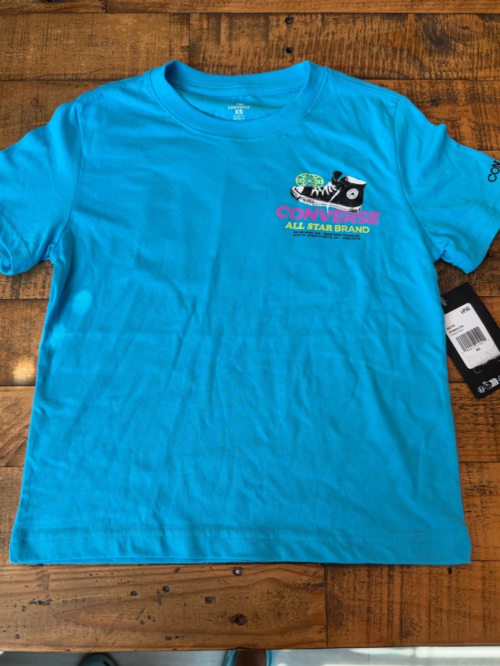 Converse Kids Bright Turquoise Graphic Tee with Sneaker Logo